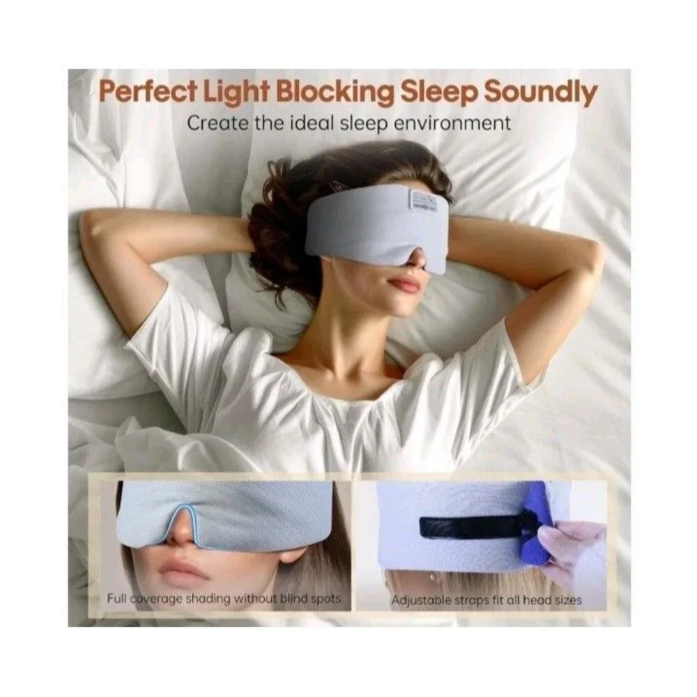 Sleep Mask with Bluetooth Headphones, Ice Silk Sleep Headphones with Bluetoot...